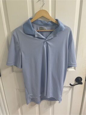 Sunice Men's Large Golf Polo - Blue and White Fine Stripes